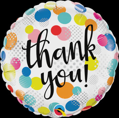 18" ROUND FOIL THANK YOU DOTS UPON DOTS